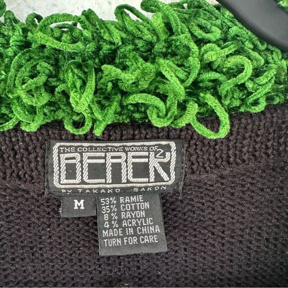 BEREK Sweater Cardigan Women Medium Christmas Holiday Artsy Beaded Embroidered - Picture 4 of 7